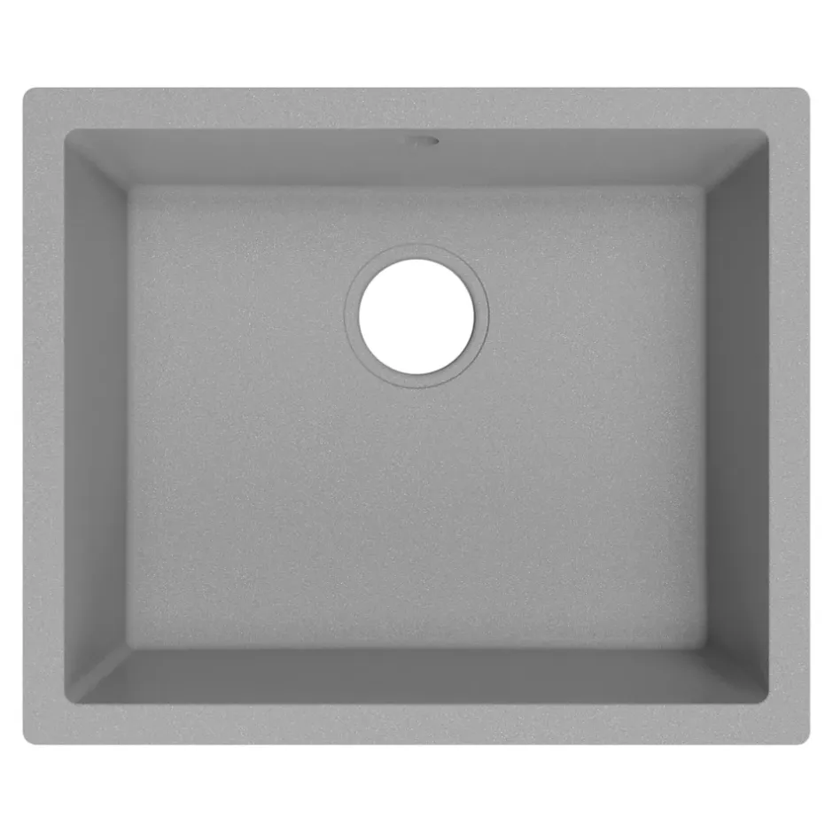 GoodHome Évier de cuisine en composite de quartz gris mat 1 bac à encastrer Sorrel