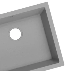 GoodHome Évier de cuisine en composite de quartz gris mat 1 bac à encastrer Sorrel