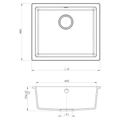 GoodHome Évier de cuisine en composite de quartz gris mat 1 bac à encastrer Sorrel