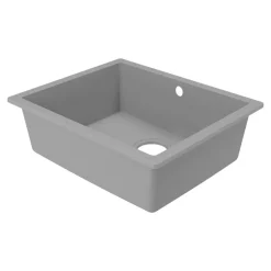GoodHome Évier de cuisine en composite de quartz gris mat 1 bac à encastrer Sorrel