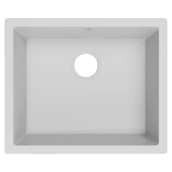 GoodHome Évier de cuisine en composite de quartz blanc mat 1 bac à encastrer Sorrel