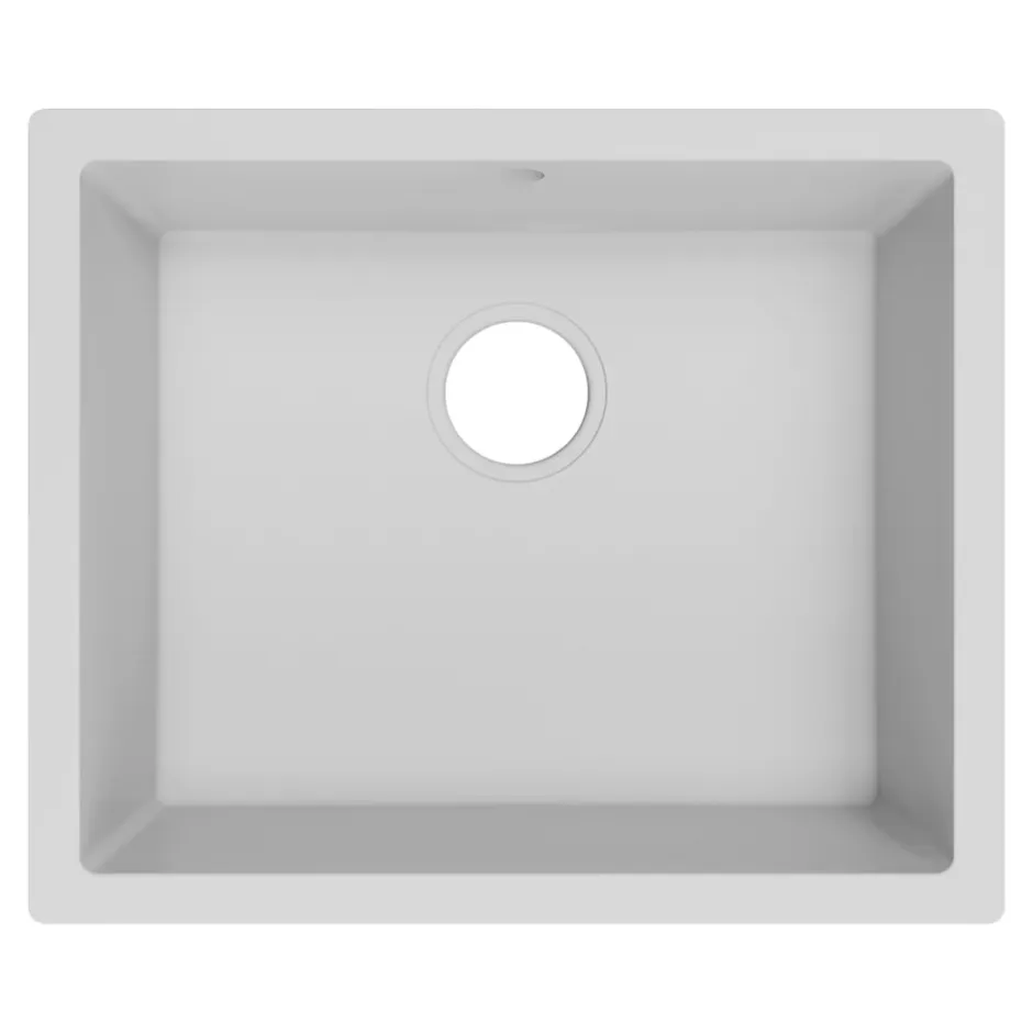 GoodHome Évier de cuisine en composite de quartz blanc mat 1 bac à encastrer Sorrel
