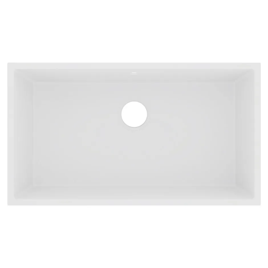 GoodHome Évier de cuisine en composite de quartz blanc 1 bac à encastrer Sorrel* Evier Et Robinet De Buanderie