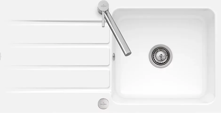 Villeroy & Boch Évier de cuisine en céramique 1 cuve à encastrer Collection blanc brillant* Evier Et Robinet De Buanderie