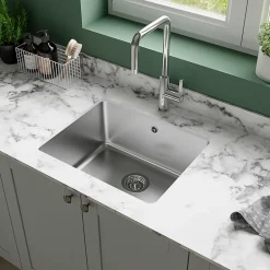 GoodHome Évier de cuisine sous-plan 1 cuve XS en acier inoxydable Villach* Evier Et Robinet De Buanderie