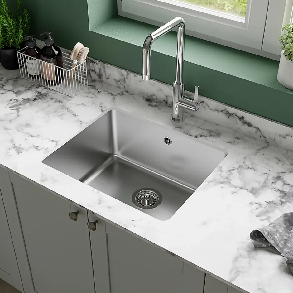 GoodHome Évier de cuisine sous-plan 1 cuve XS en acier inoxydable Villach* Evier Et Robinet De Buanderie