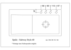 Villeroy & Boch Évier en céramique 1 cuve à droite à encastrer Subway Style blanc mat