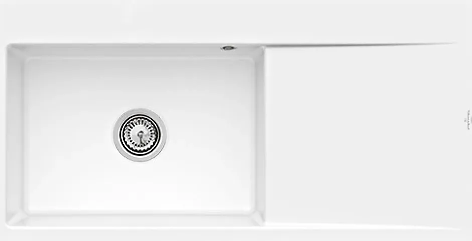 Villeroy & Boch Évier en céramique 1 cuve à gauche à encastrer Subway Style blanc brillant* Evier Et Robinet De Buanderie