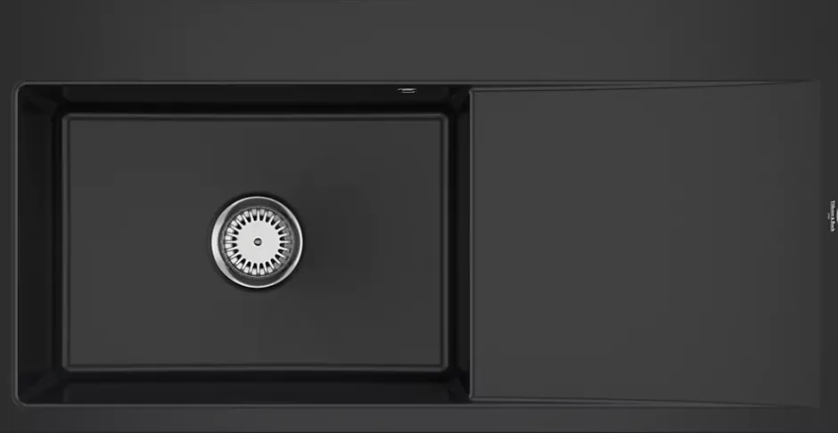 Villeroy & Boch Évier en céramique 1 cuve à gauche à encastrer Subway Style noir lisse* Evier Et Robinet De Buanderie