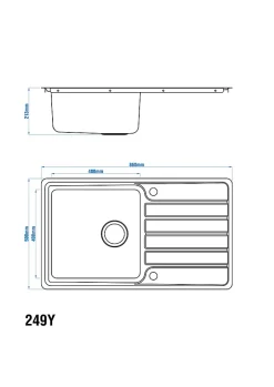 Cooke & Lewis Évier en inox 1 bac à encastrer Apollonia