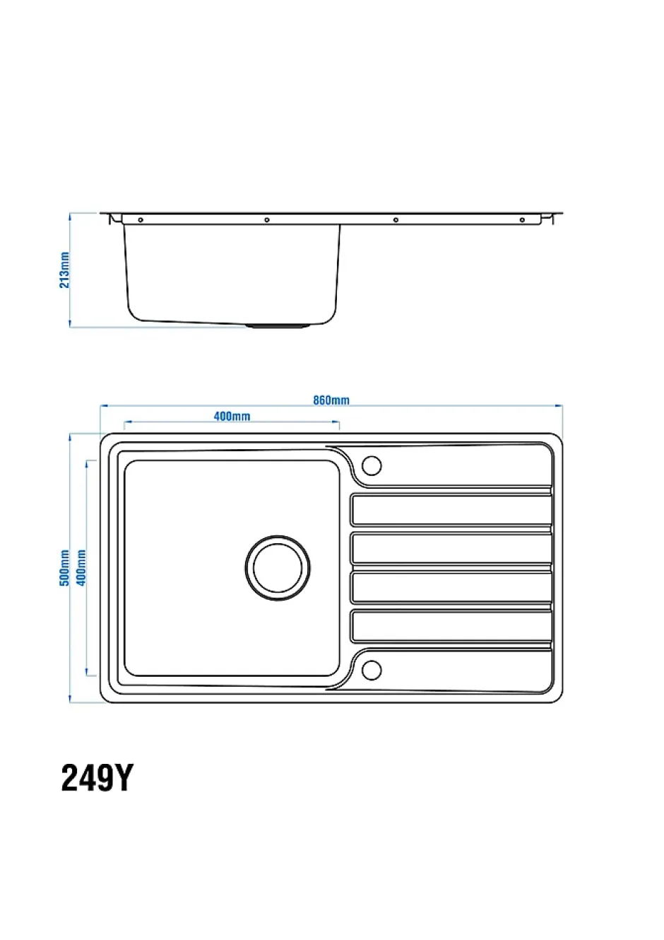 Cooke & Lewis Évier en inox 1 bac à encastrer Apollonia