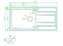 Cooke & Lewis Évier en inox finition nid d'abeille 1 bac à encastrer Lyell