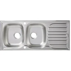 Évier en inox satiné 2 bacs à encastrer Turing* Evier Et Robinet De Buanderie