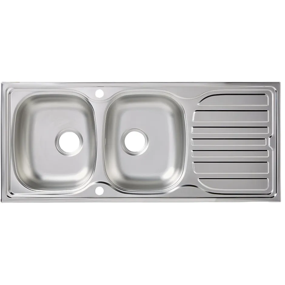 Évier en inox satiné 2 bacs à encastrer Turing* Evier Et Robinet De Buanderie
