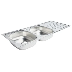 Évier en inox satiné 2 bacs à encastrer Turing* Evier Et Robinet De Buanderie