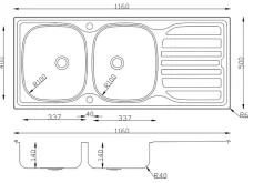 Évier en inox satiné 2 bacs à encastrer Turing* Evier Et Robinet De Buanderie