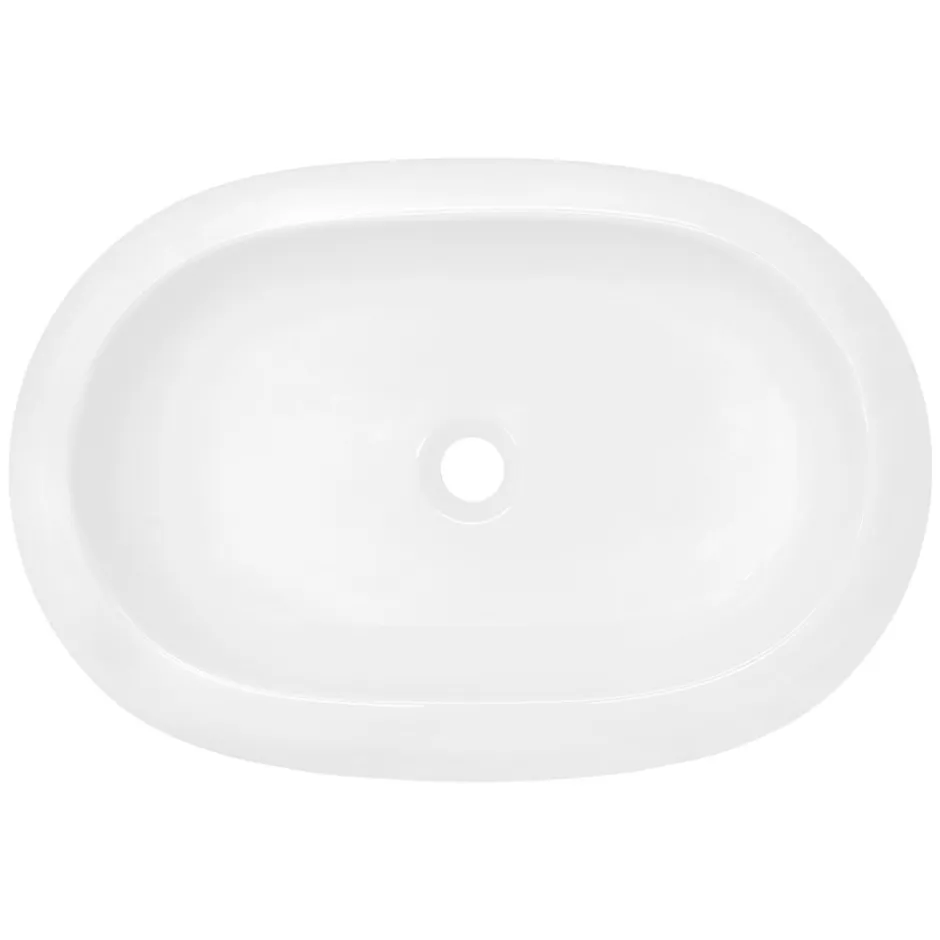 ECD Germany Évier lavabo vasque a poser ovale céramique lave-mains salle de bain 630x420 mm* Vasque À Poser