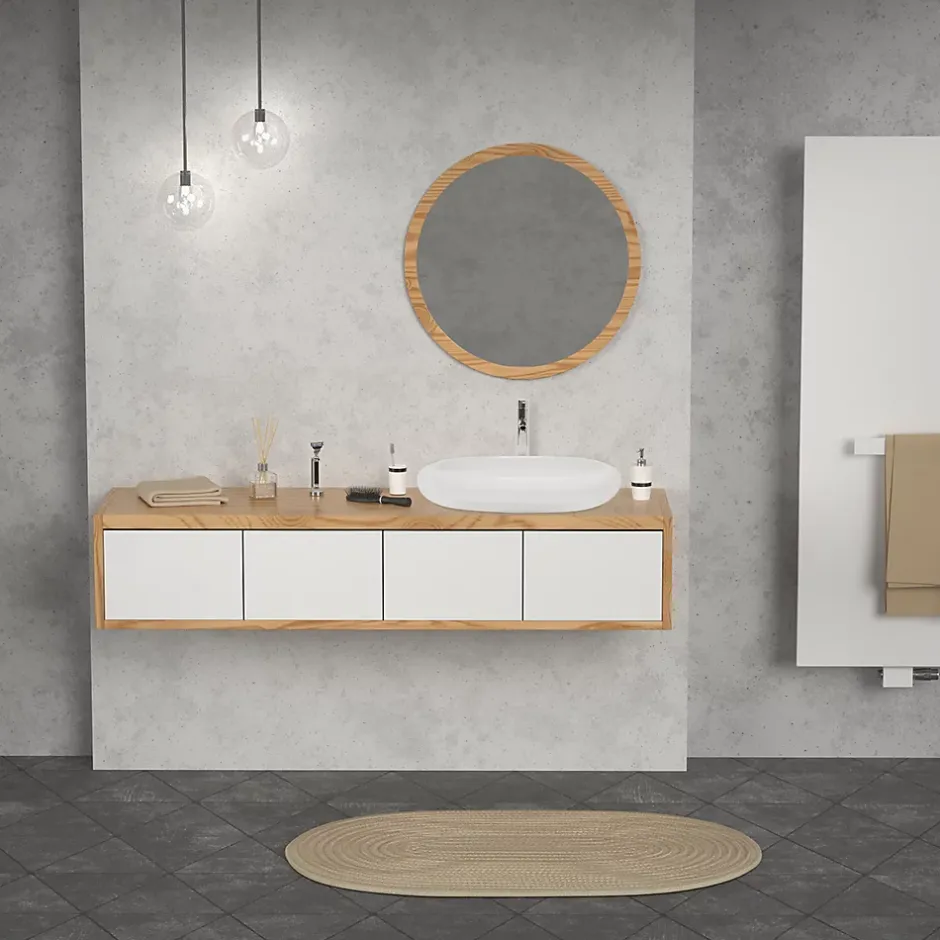 ECD Germany Évier lavabo vasque a poser ovale céramique lave-mains salle de bain 630x420 mm* Vasque À Poser