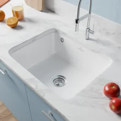 Villeroy & Boch Évier sous-plan en céramique 1 cuve à encastrer Subway blanc brillant