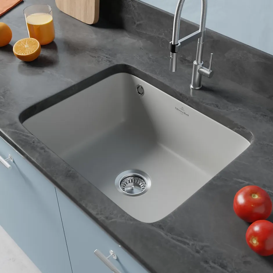 Villeroy & Boch Évier sous-plan en céramique 1 cuve à encastrer Subway gris moyen* Evier Et Robinet De Buanderie