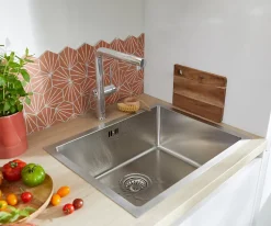 Essebagno Évier sous-plan en inox 1 bac à encastrer Luisa 55