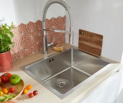 Essebagno Évier sous-plan en inox 1 bac à encastrer Luisa 55