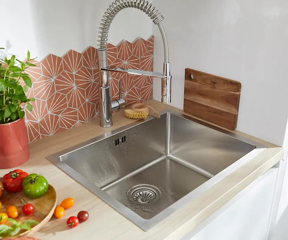 Essebagno Évier sous-plan en inox 1 bac à encastrer Luisa 55