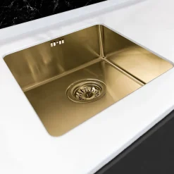 Essebagno Évier sous-plan en inox finition or 1 bac à encastrer Luisa 55* Evier Et Robinet De Buanderie