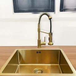Essebagno Évier sous-plan en inox finition or 1 bac à encastrer Luisa 55* Evier Et Robinet De Buanderie