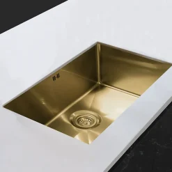 Essebagno Évier sous-plan en inox finition or 1 bac à encastrer 76