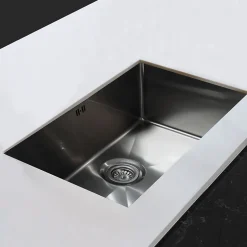 Essebagno Évier sous-plan en inox finition gun métal 1 bac à encastrer 76* Evier Et Robinet De Buanderie
