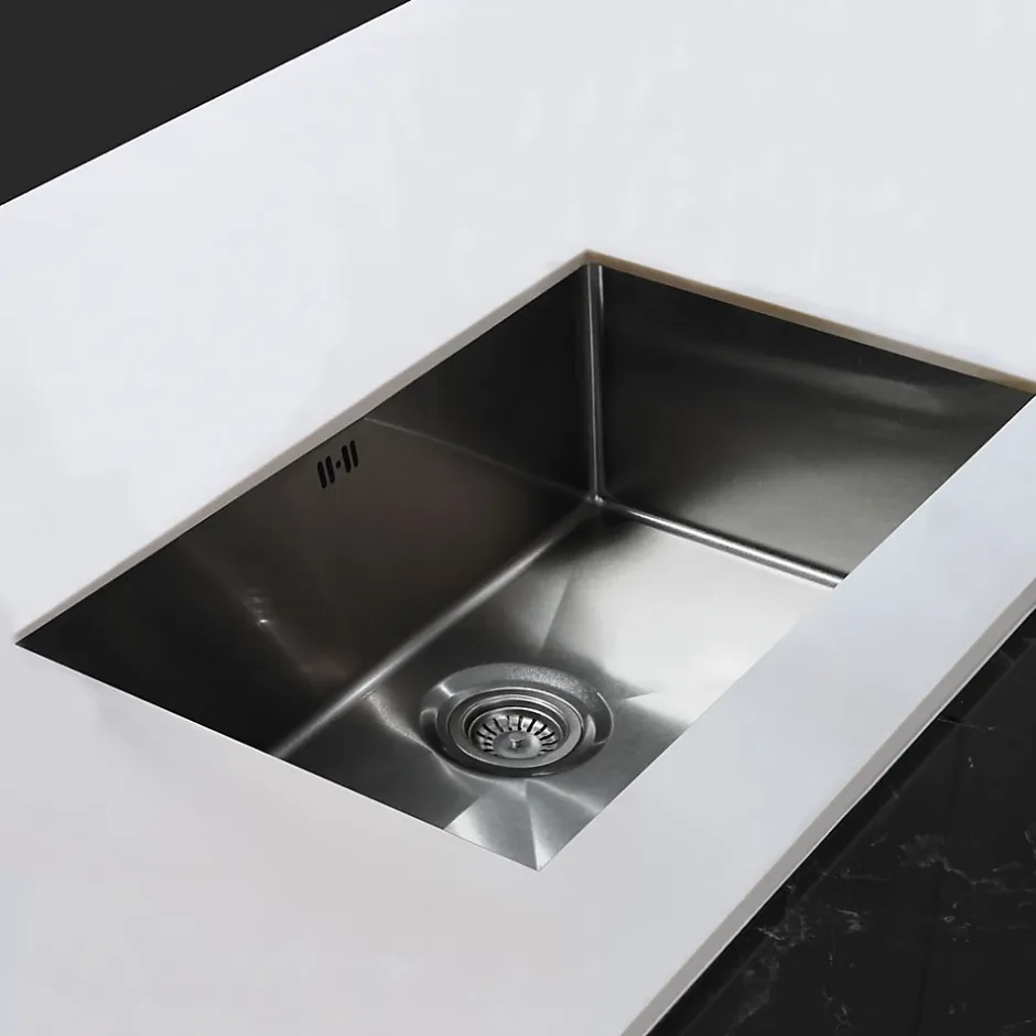 Essebagno Évier sous-plan en inox finition gun métal 1 bac à encastrer 76* Evier Et Robinet De Buanderie