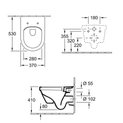 Villeroy & Boch Architectura, Combipack Cuvette suspendue à fond creux sans bride, avec abattant frein de chute* Wc Suspendu