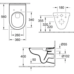 Villeroy & Boch Pack Bâti-support autoportant ViConnect + Plaque de commande chromée mat + Cuvette suspendue O.Novo