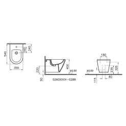 Vitra Integra bidet suspendu et trop-plein, 35,5x54 cm, blanc (7042-003-0288)