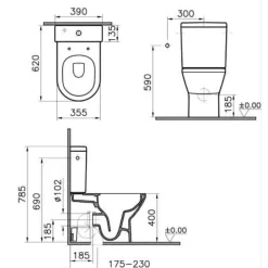 Vitra Integra Pack WC à poser sans bride avec abattant frein de chute et réservoir, Blanc (9859-003-7202)