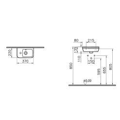 Vitra Intégra Lave-mains 37x22 cm, trou pour robinet à gauche, blanc (7090-003-0028)* Lavabo