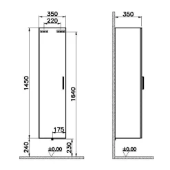 Vitra Mia armoire 145x35x35 cm pour salle de bain, porte softclose, anthracite brillant (MIAV35A)