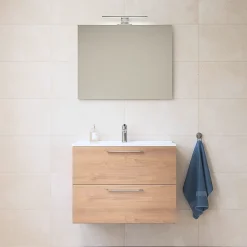 Vitra Mia ensemble avec meuble préassemblé 59x61x39,5 cm + miroir + lavabo céramique + éclairage LED, chêne (MIASET60D)