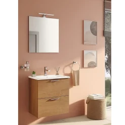 Vitra Mia ensemble avec meuble préassemblé 59x61x39,5 cm + miroir + lavabo céramique + éclairage LED, chêne (MIASET60D)