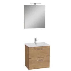 Vitra Mia ensemble avec meuble préassemblé 59x61x39,5 cm + miroir + lavabo céramique + éclairage LED, chêne (MIASET60D)