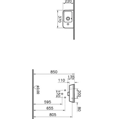 Vitra Set Lave-mains 37x22 cm avec trou pour robinetterie sur la droite + siphon (7091-003-0029-SET)* Lavabo