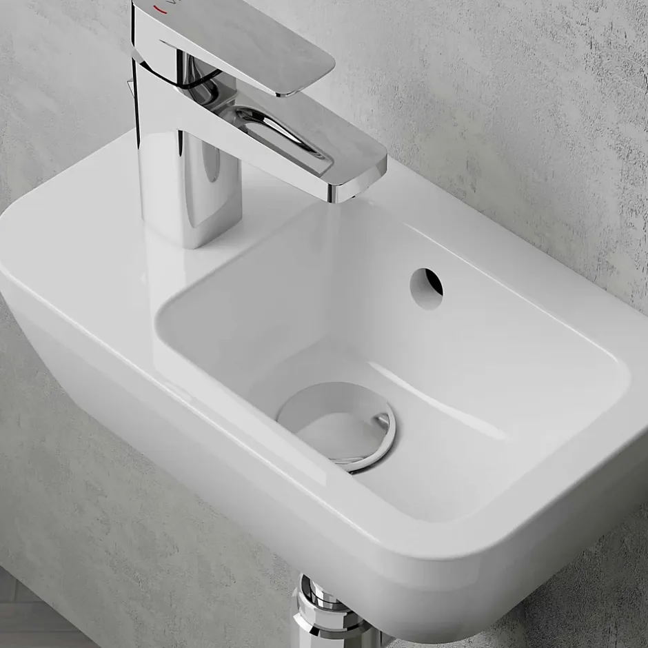 Vitra Set Lave-mains 37x22 cm, trou pour robinet à gauche + siphon (7090-003-0028-SET)