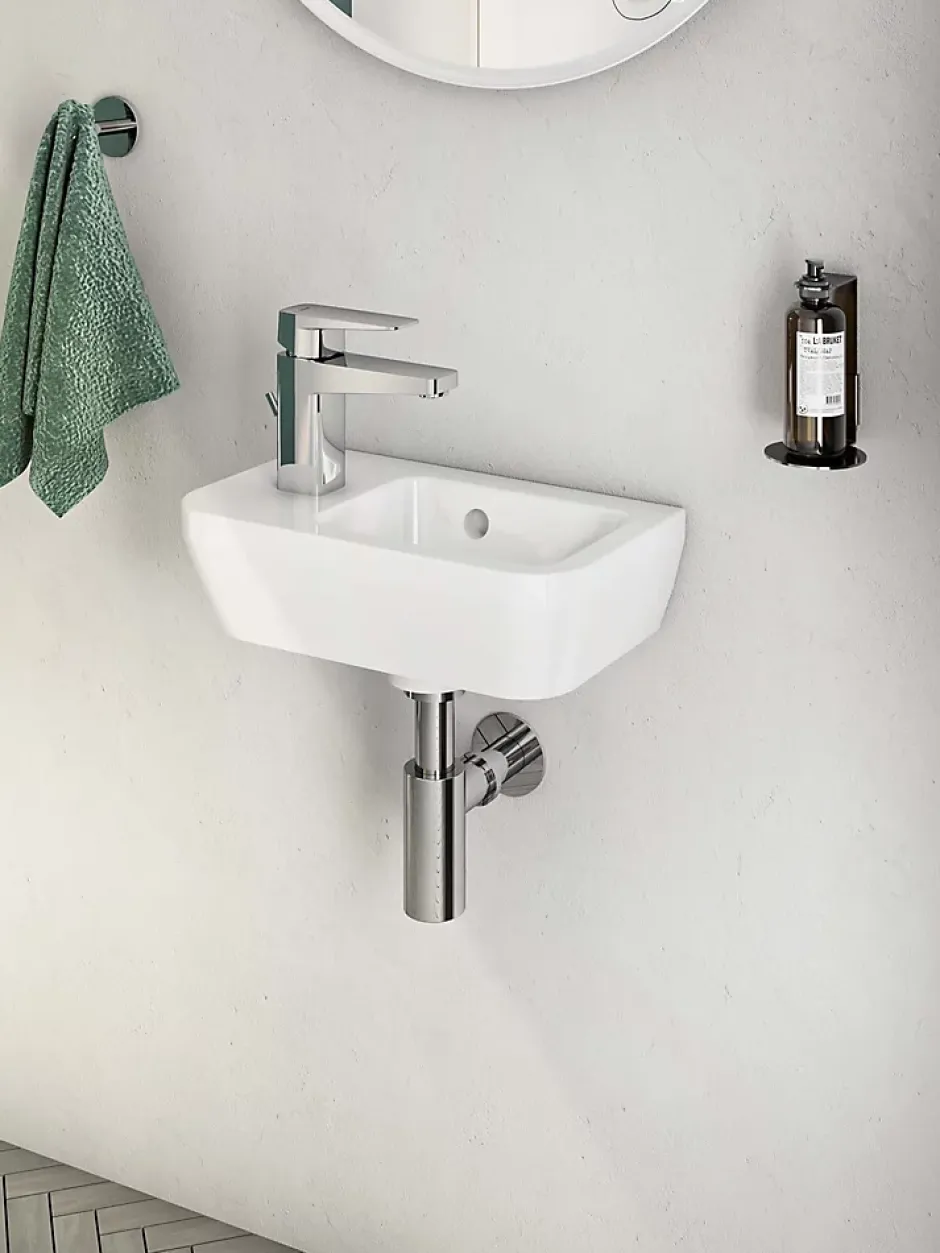 Vitra Set Lave-mains 37x22 cm, trou pour robinet à gauche + siphon (7090-003-0028-SET)
