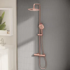 Vitra AquaHeat Bliss 240 2F colonne de douche cuivre avec mitigeur thermostatique et pomme de tête pluie ronde* Colonne De Douche Thermostatique