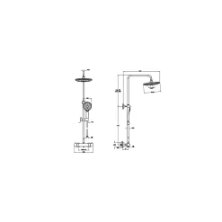 Vitra AquaHeat Bliss 240 2F colonne de douche cuivre avec mitigeur thermostatique et pomme de tête pluie ronde* Colonne De Douche Thermostatique