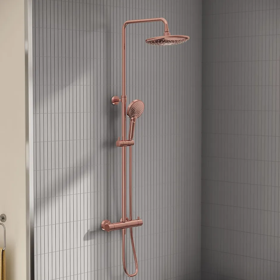 Vitra AquaHeat Bliss 240 2F colonne de douche cuivre avec mitigeur thermostatique et pomme de tête pluie ronde* Colonne De Douche Thermostatique