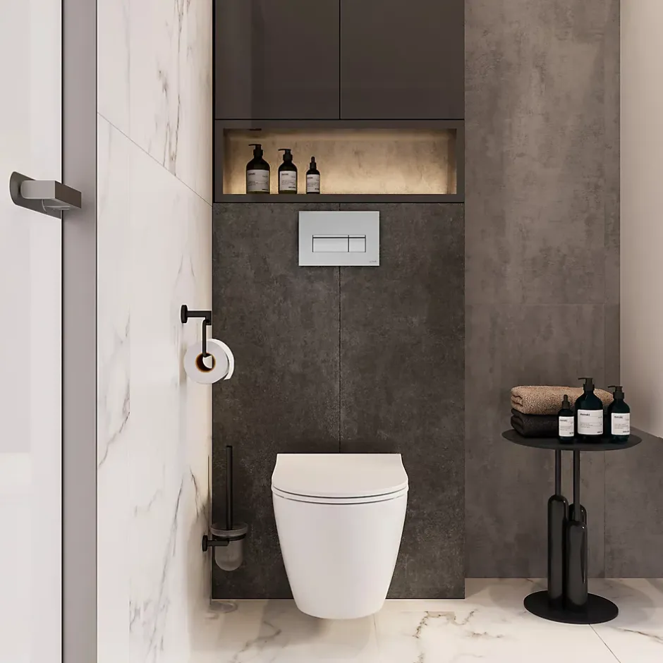 Vitra Pack WC Mia suspendu cuvette carénée fixations invisibles et bati support autoportant avec plaque Chromée* Wc Suspendu