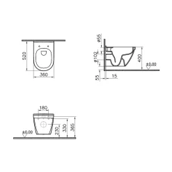Vitra Pack WC S50 suspendu sans bride abattant fermeture douce 3/6L 7740B0036037* Wc Suspendu