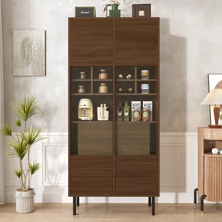 ProximaX Vitrine multibranches avec façade en verre, étagères à plusieurs niveaux et tiroir dissimulé, pour salle de bain, salon ou bureau* Meuble Wc